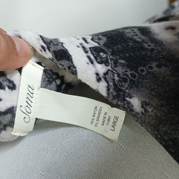 Soma womens black and white abstract pattern wrap midi dress size large - Picture 8 of 12